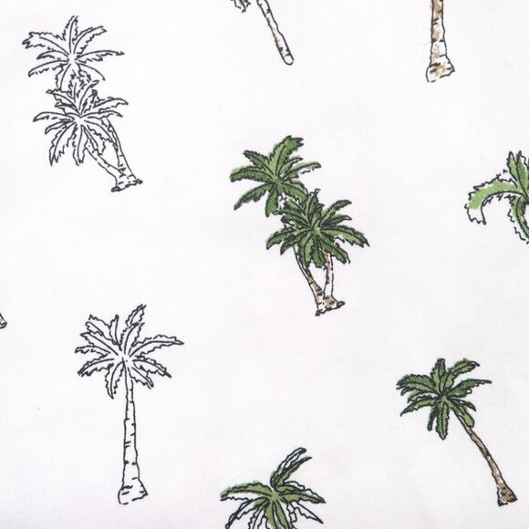 Zara Palm Tree Shorts Belted Stretch Tropical High Waist White Green Tan XS - Picture 6 of 10